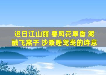 迟日江山丽 春风花草香 泥融飞燕子 沙暖睡鸳鸯的诗意